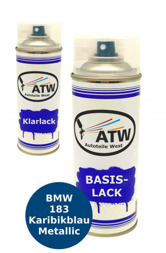 Autolack für BMW 183 Karibikblau Metallic+400ml Klarlack Set